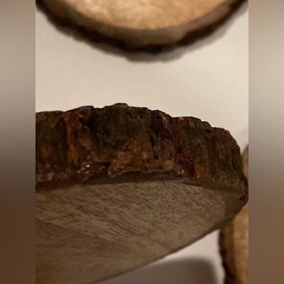 Rustic Live Edge Wood Slice 4” Drink Coaster Set of 4 Man Cave Decor - Picture 7 of 8